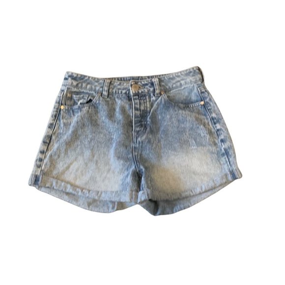 CP JEANS Vintage Style High Waist Button Fly Mom Jean Blue Denim Cuffed Shorts-5 - Picture 2 of 13